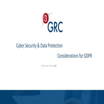 3GRC  approach to GDPR V 0.1 www.3grc.co.uk