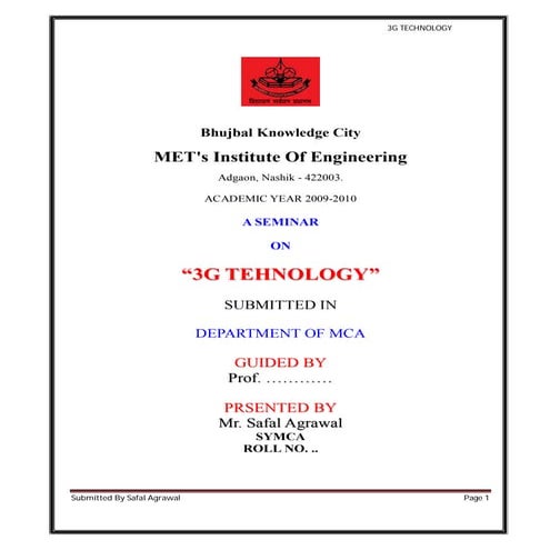 3g Technology Report Safal