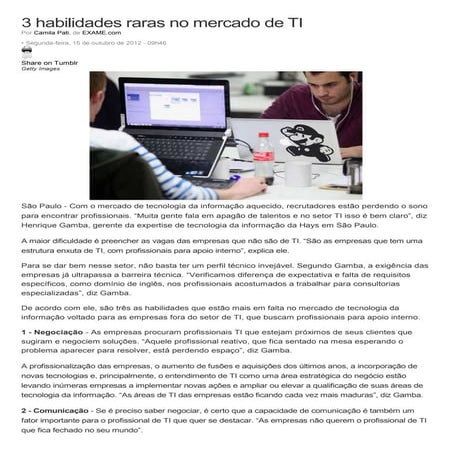 3 habilidades raras no mercado de ti