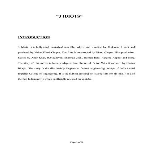 Movie Review : 3 Idiots