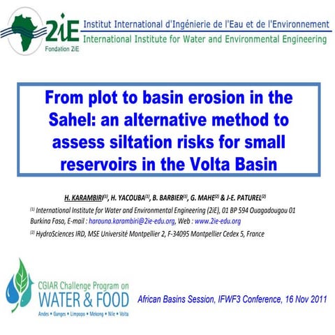 From pot to basin erosion in the Sahel: an alternative method to assess silta...