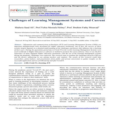 Challenges of Learning Management Systems and Current Trends