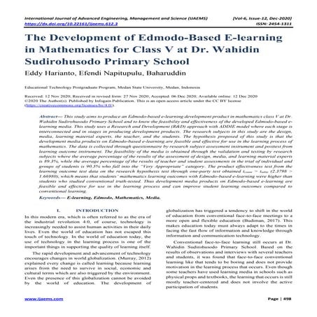 The Development of Edmodo-Based E-learning in Mathematics for Class V at Dr. ...