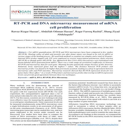 RT-PCR and DNA microarray measurement of mRNA cell proliferation