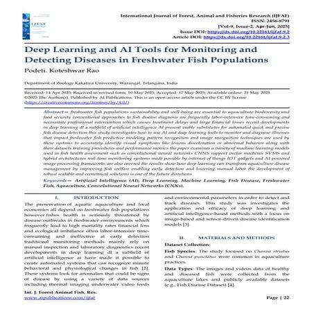 Deep Learning and AI Tools for Monitoring and Detecting Diseases in Freshwater Fish Populations