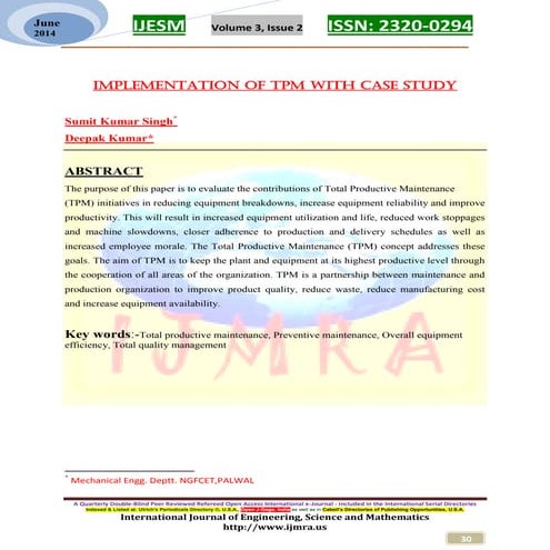 Implementation Of TPM with Case study