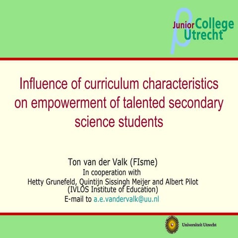 Influence of curriculum characteristics on empowerment of talented secondary ...