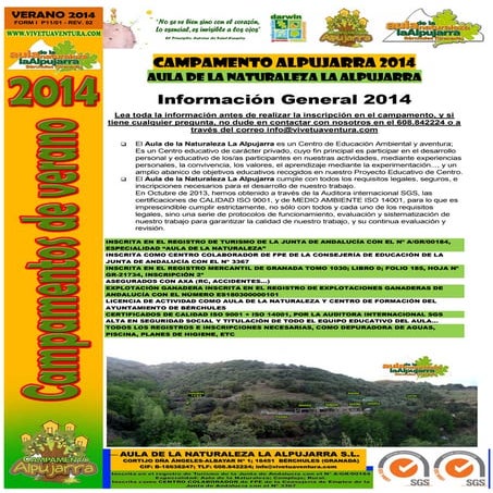 CAMPAMENTO DE VERANO EN LA ALPUJARRA