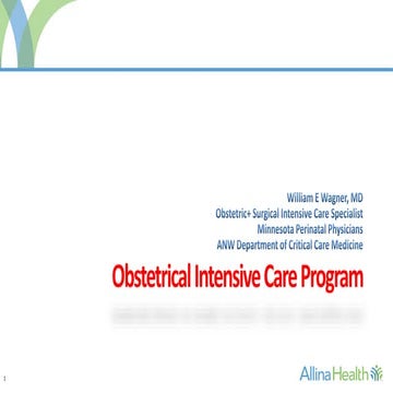 Obstetrical Intensive Care Program