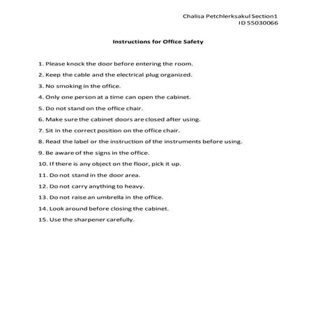 Instructions for Office Safety | DOCX