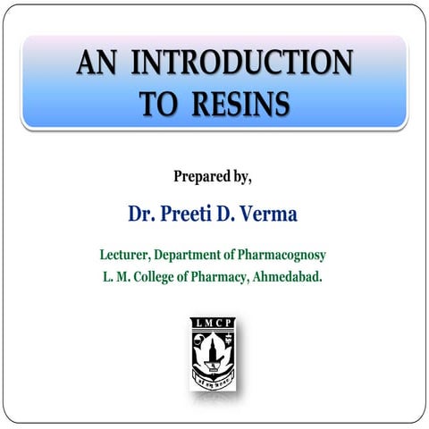 Introduction to Resins for DPH1 PCI syllabus