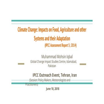 Findings - Climate Change: Impacts on Food, Agriculture and other Systems and...