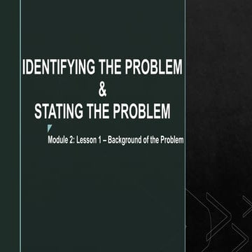 Research title & knowing the problem | PPT
