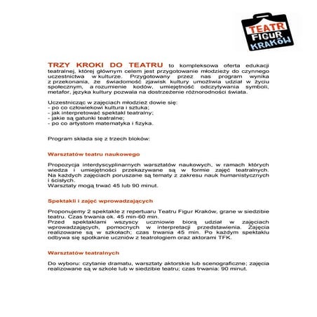 TRZY KROKI DO TEATRU | PDF