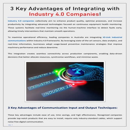 3 Key Advantages of Integrating with Industry 4.0 Companies!