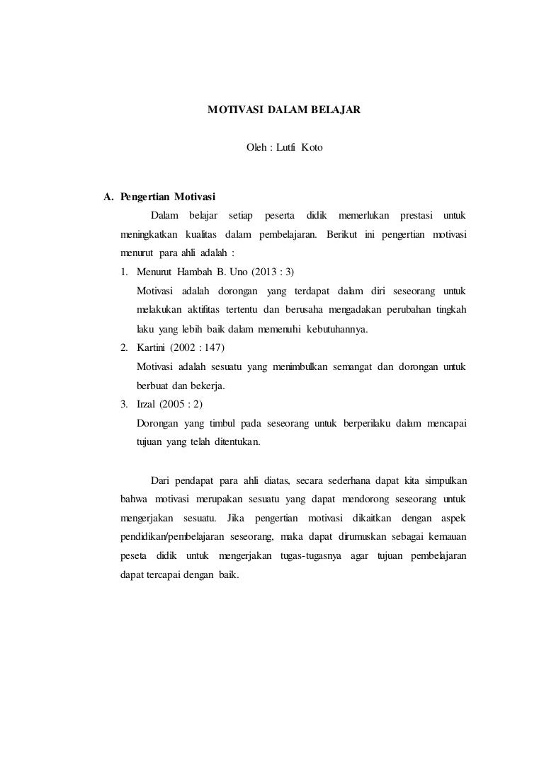 Motivasi dalam Belajar