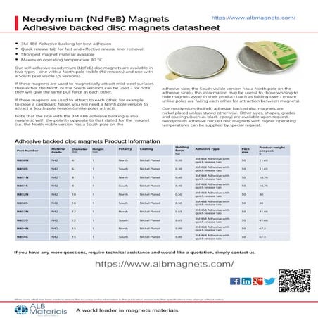 3m adhesive backed rare earth neodymium ndfeb disc magnets