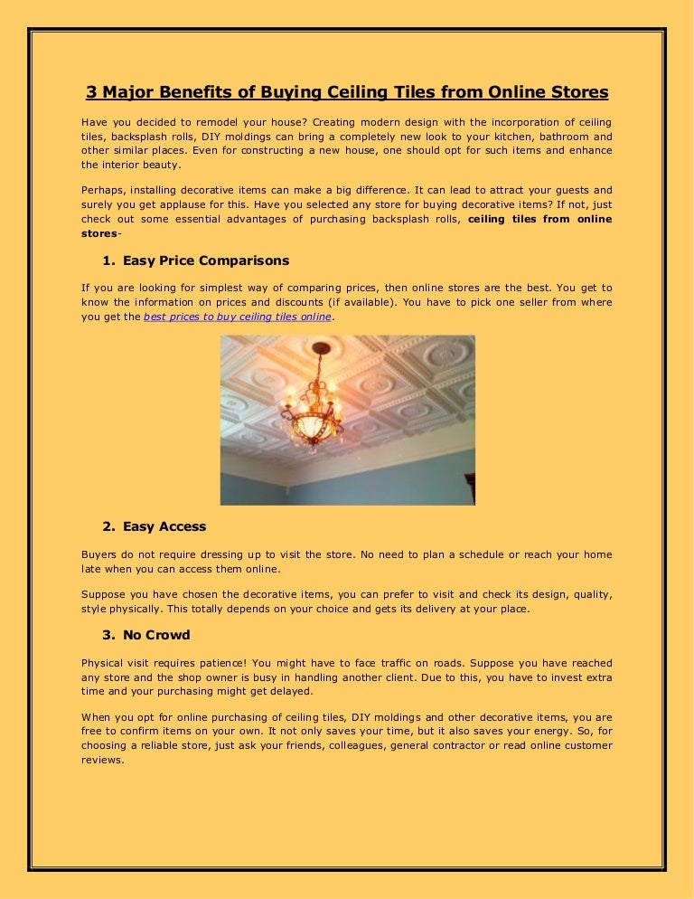 3 Major Benefits Of Buying Ceiling Tiles From Online Stores