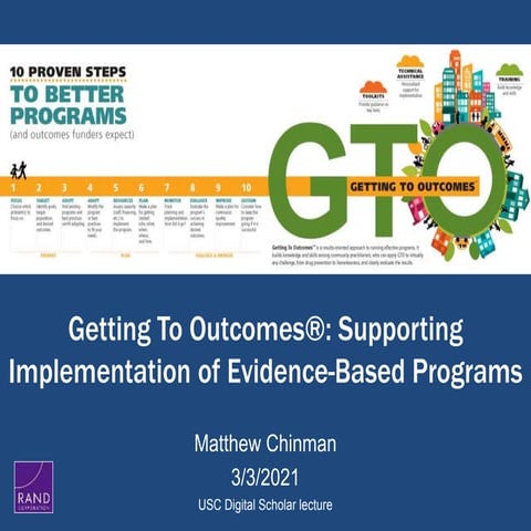 Digital Scholar Webinar: Getting to Outcomes: Supporting Implementation ...