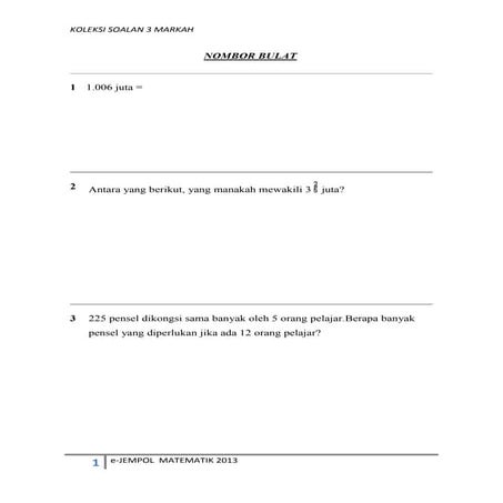 matematik kertas 2 3 markah