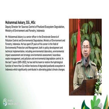  Government Peatland Knowledge Platform, Sharing of Indonesia’s experience in...
