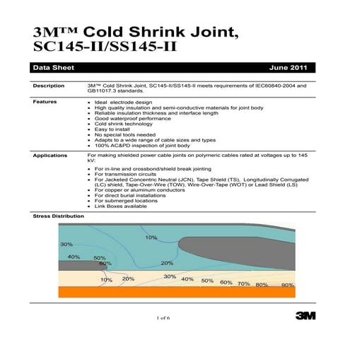 3M Cold Shrink Joint 145 kV Inline (Straight Through) SS145-II | PDF