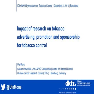 Impact of research on tobacco advertising, promotion and sponsorship for toba...