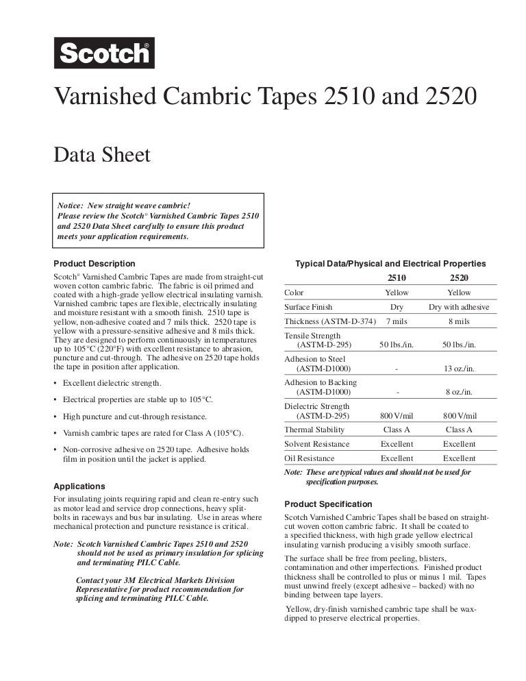 3M Scotch 2510 Varnished Cambric Electrical Tape 3M Scotch Electric…