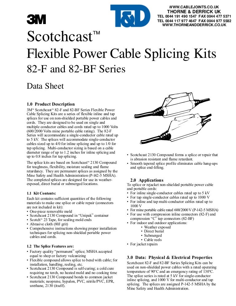 3M Scotchcast Cable Joints 3M 82F 82BF Series Flexible Power Cabl…
