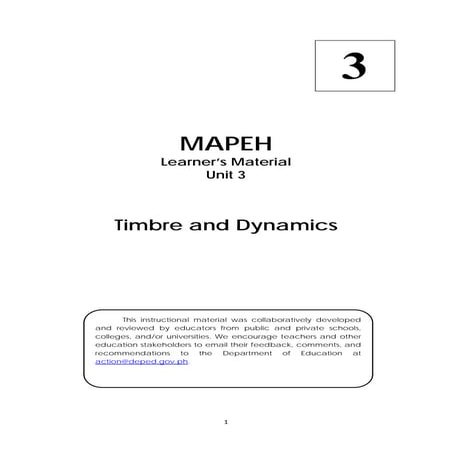 MAPEH 3 Music Learner's Manual 3rd quarter
