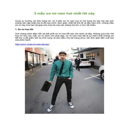 3 mẫu sơ mi nam hot nhất hè này