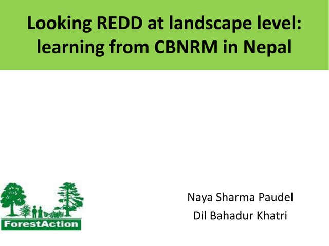 Looking REDD at landscape level: learning from CBNRM in Nepal