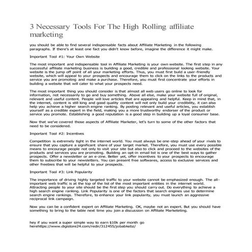 3 necessary tools for the high rolling affiliate marketer