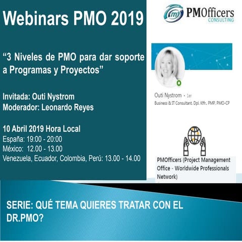 3 niveles de PMO para dar soporte a programas y proyectos