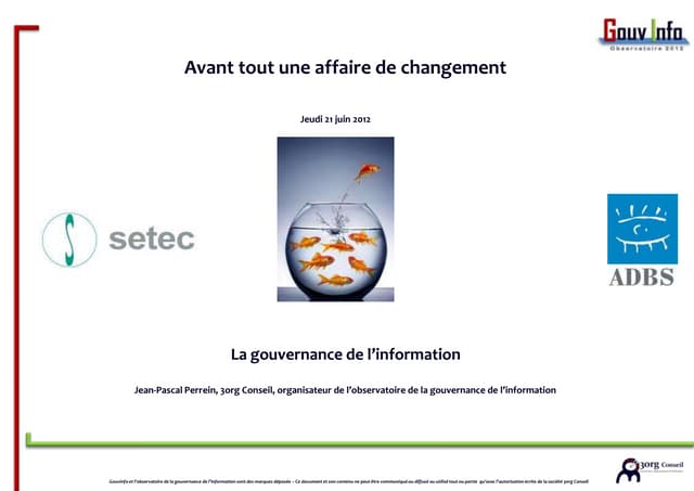 La gouvernance de l'information est une affaire de changement - Conférence SE...