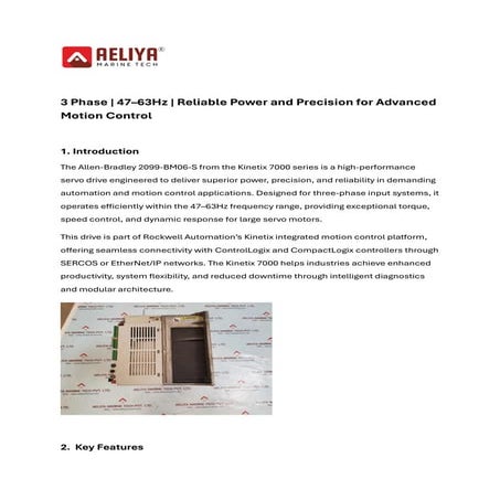 Allen-bradley 2099-bm06-s Kinetix 7000 High Power Servo Drive 3 Phase 47-63Hz