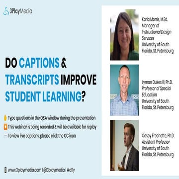 Do Captions & Transcripts Improve Student Learning?