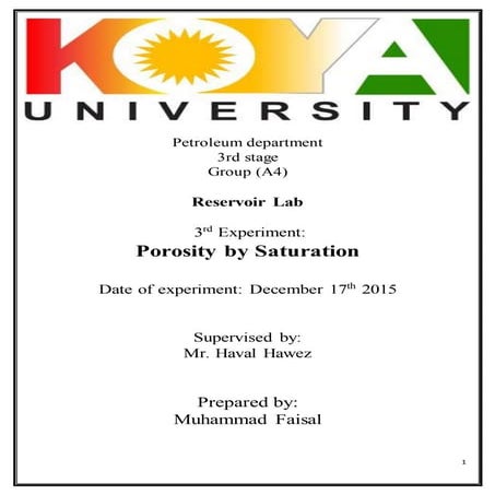 porosity by saturation