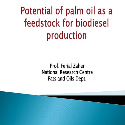 Potential of palm oil as a feedstock for biodiesel production | PDF