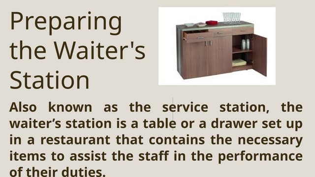 THE FOOD SERVICE SEQUENCE (MISE EN PLACE) | PPT