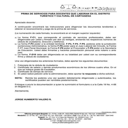 3 prima de servicios cartagena