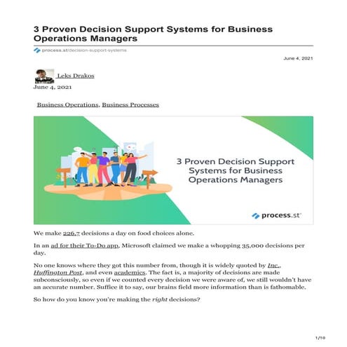 3 Proven Decision Support Systems for Business Operations Managers