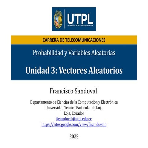 Unidad 3: Vectores Aleatorios, Telecomunicaciones