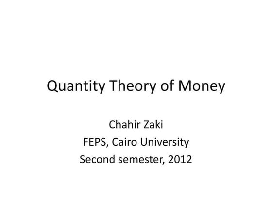 Quantity Theory of Money | PPT