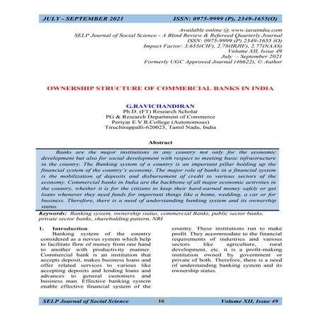 OWNERSHIP STRUCTURE OF COMMERCIAL BANKS IN INDIA