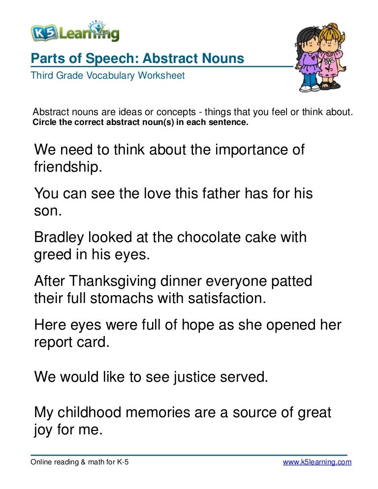 3rd grade circle abstract noun 1