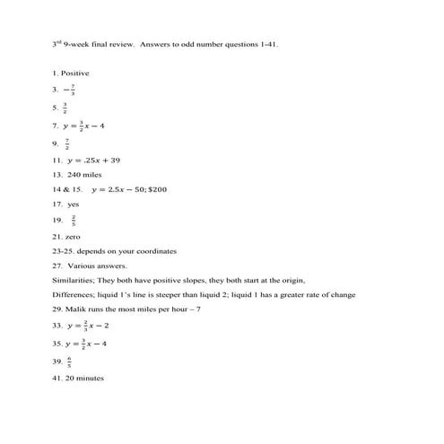 3rd 9 review answers 1 41
