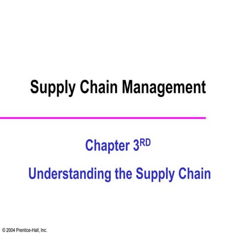 Supply chain management Understanding the Supply Chain