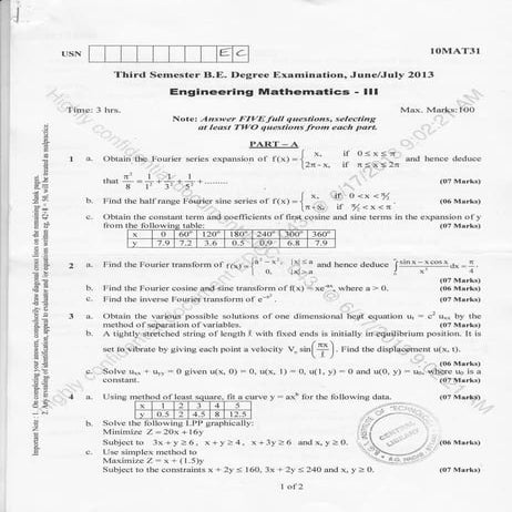 3rd  Semester CS and IS  (2013-June) Question Papers 