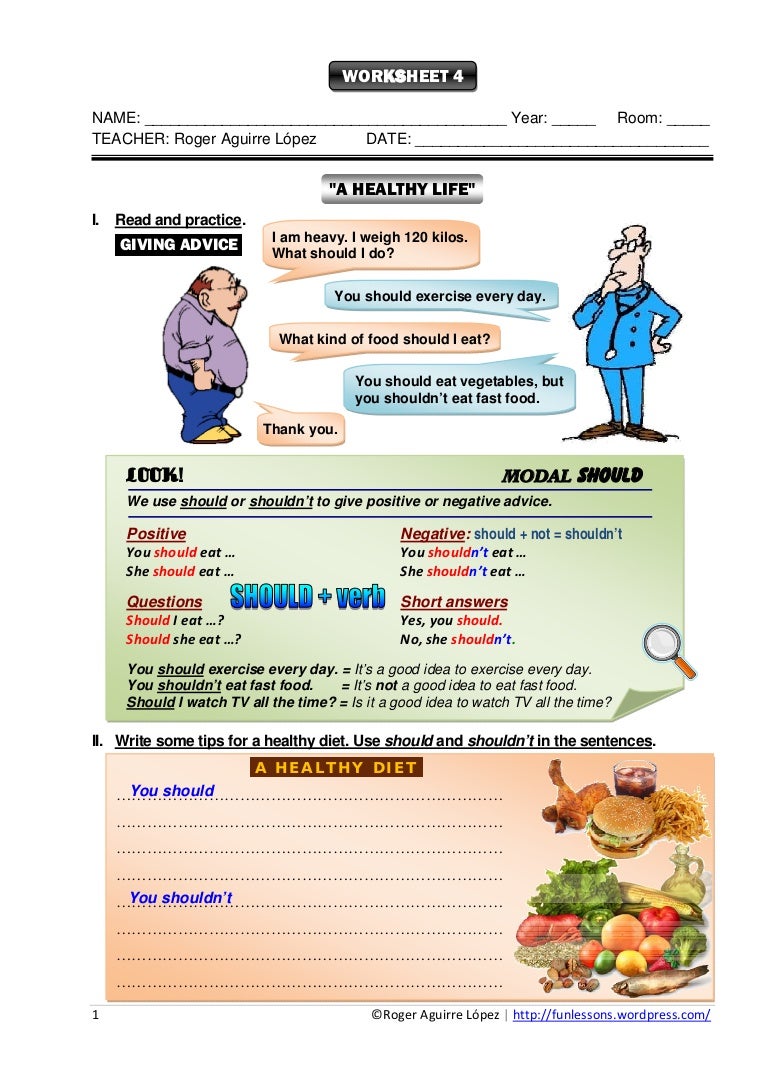 Free Worksheet Healthy Lifestyle Worksheets worksheet 04 should shouldnt